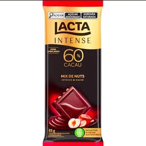 Chocolate Lacta Intense Amargo 60% Cacau Mix de nuts Unidade com 85g